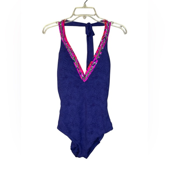 Trina Turk Navy One Piece with Multicolor V-Neck - Picture 3 of 7